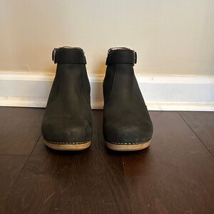 Dansko Black Ankle Boots with Tan Sole